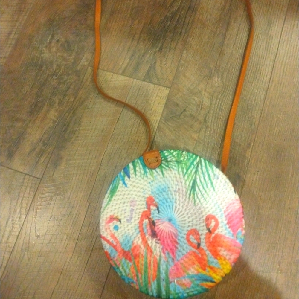 Brand new art deco wicker crossbody bag